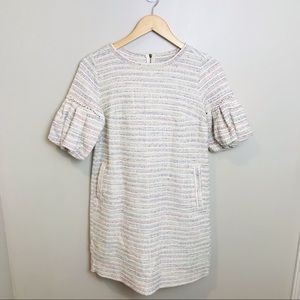 LOFT Bubble Sleeve Pocketed Textures Shift Dress